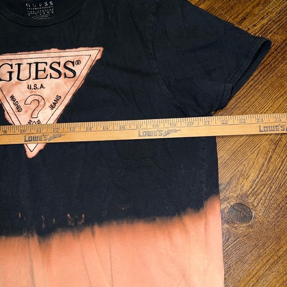 Guess Embossed Grunge Black Orange Colorblock Punk Short Sleeve Tee Size XL - Picture 13 of 14